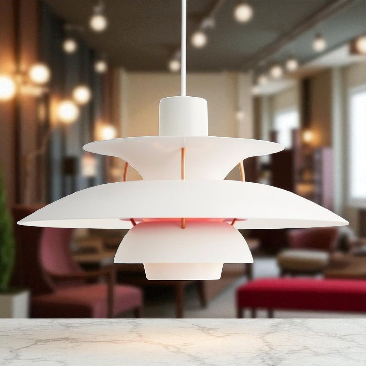 Lustre Plafond - UmbrellaLED™ - Blanc & Rose - Boutique Salaat