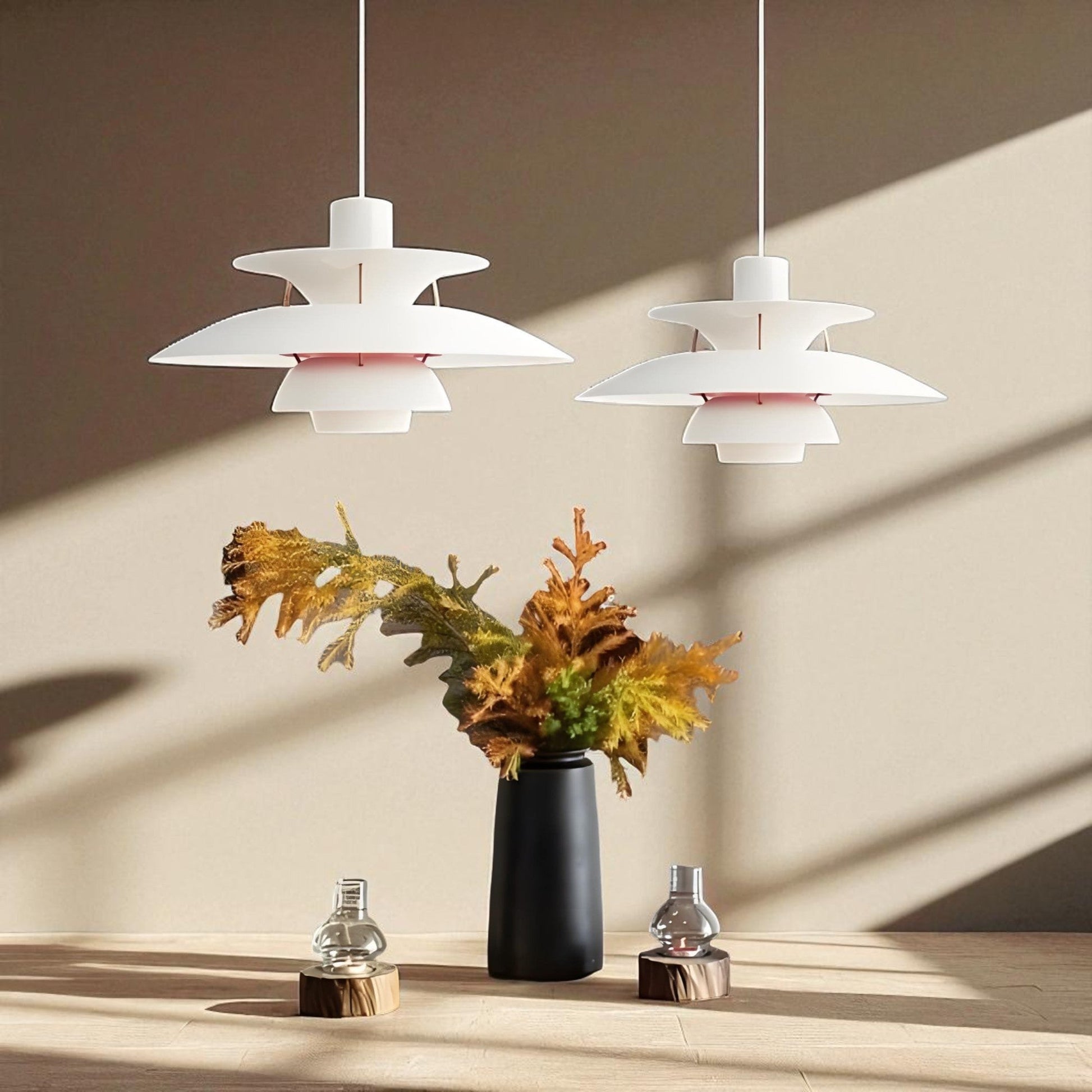 Lustre Plafond - UmbrellaLED™ - Blanc & Rose - Boutique Salaat