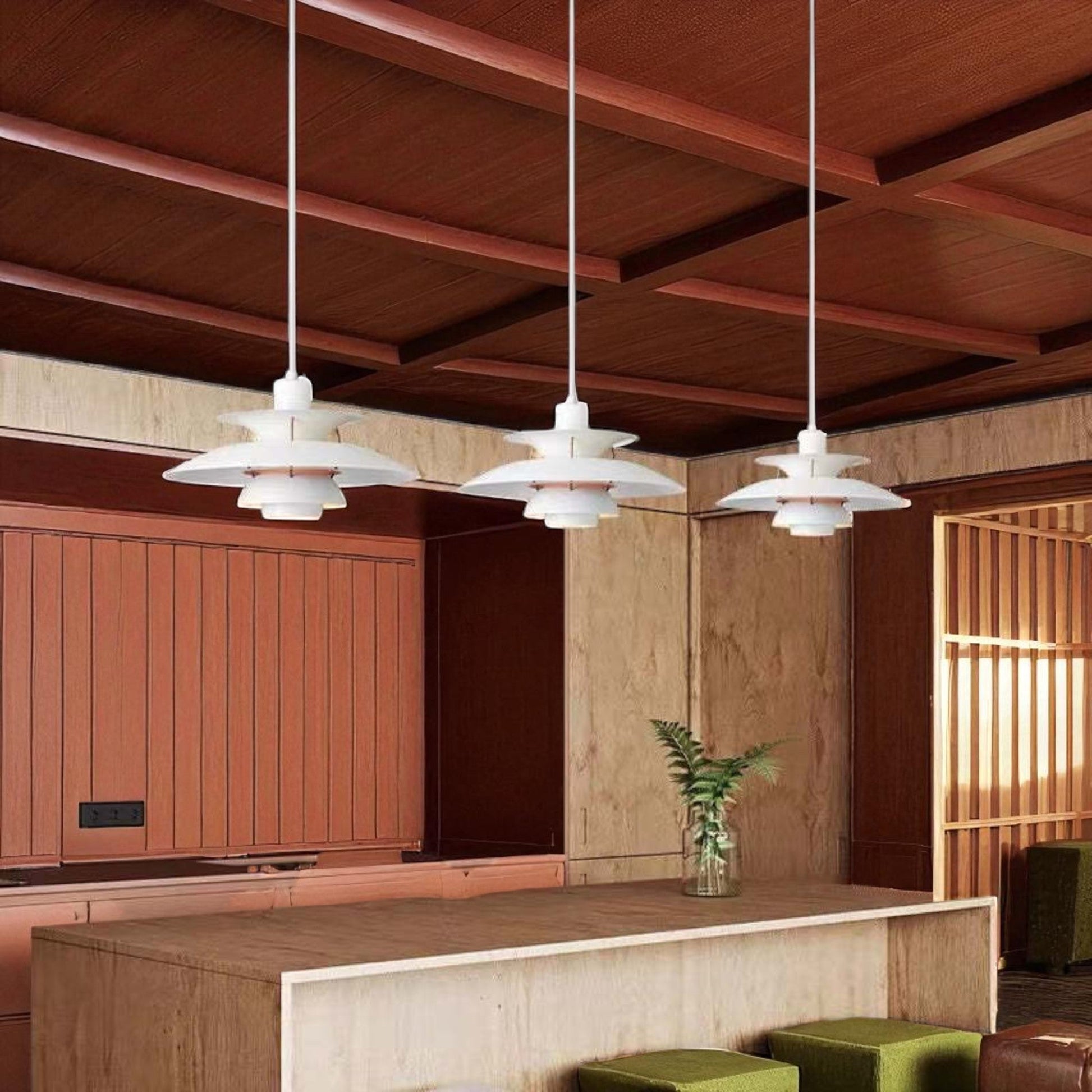 Lustre Plafond - UmbrellaLED™ - Blanc & Rose - Boutique Salaat