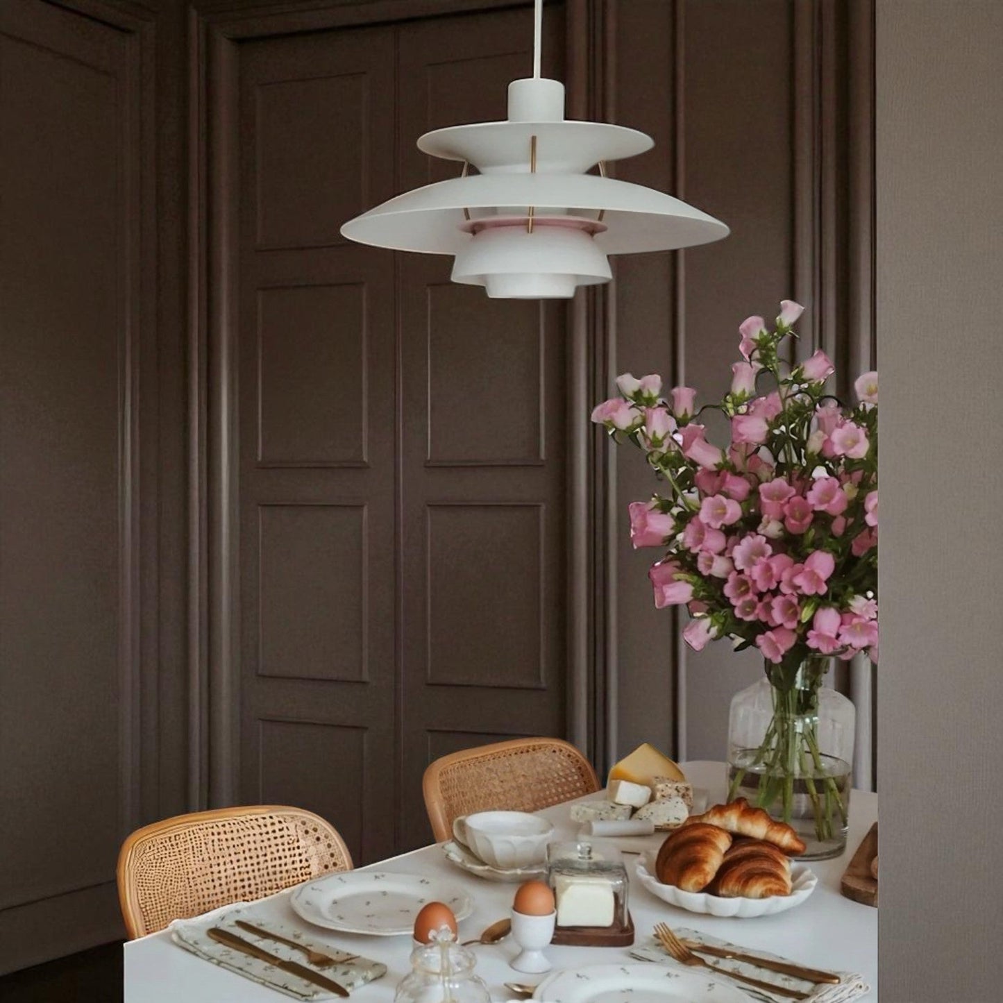 Lustre Plafond - UmbrellaLED™ - Blanc & Rose - Boutique Salaat